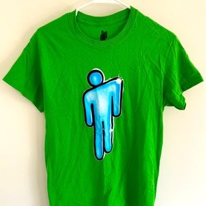 Green & Blue Billie Eilish Shirt slightly worn 100% cotton